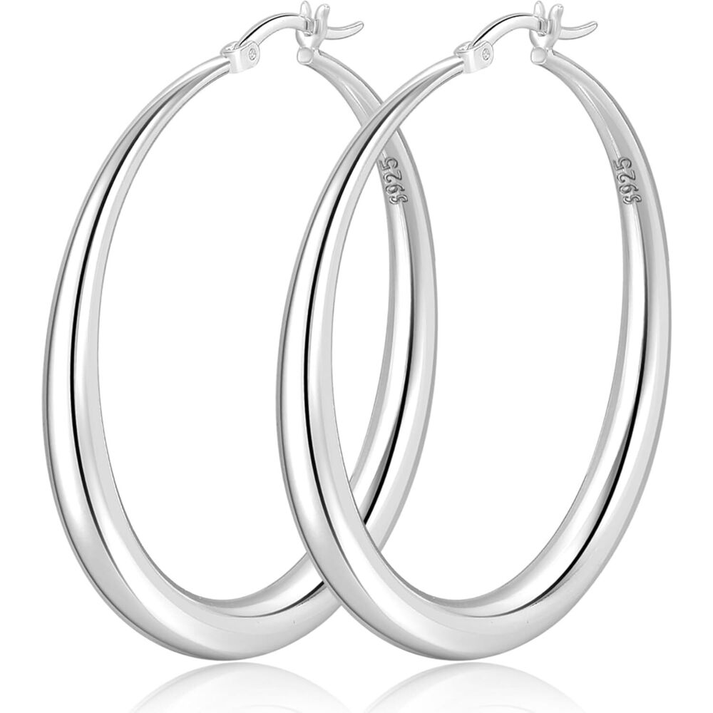 S925 Sterling Silver Hoop Earrings Large Silver Hoop Earrings for Women